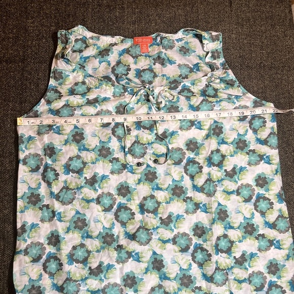 Tommy Bahama Silk Cotton Floral Sleeveless Top - Blue and Green sz L - Picture 4 of 6